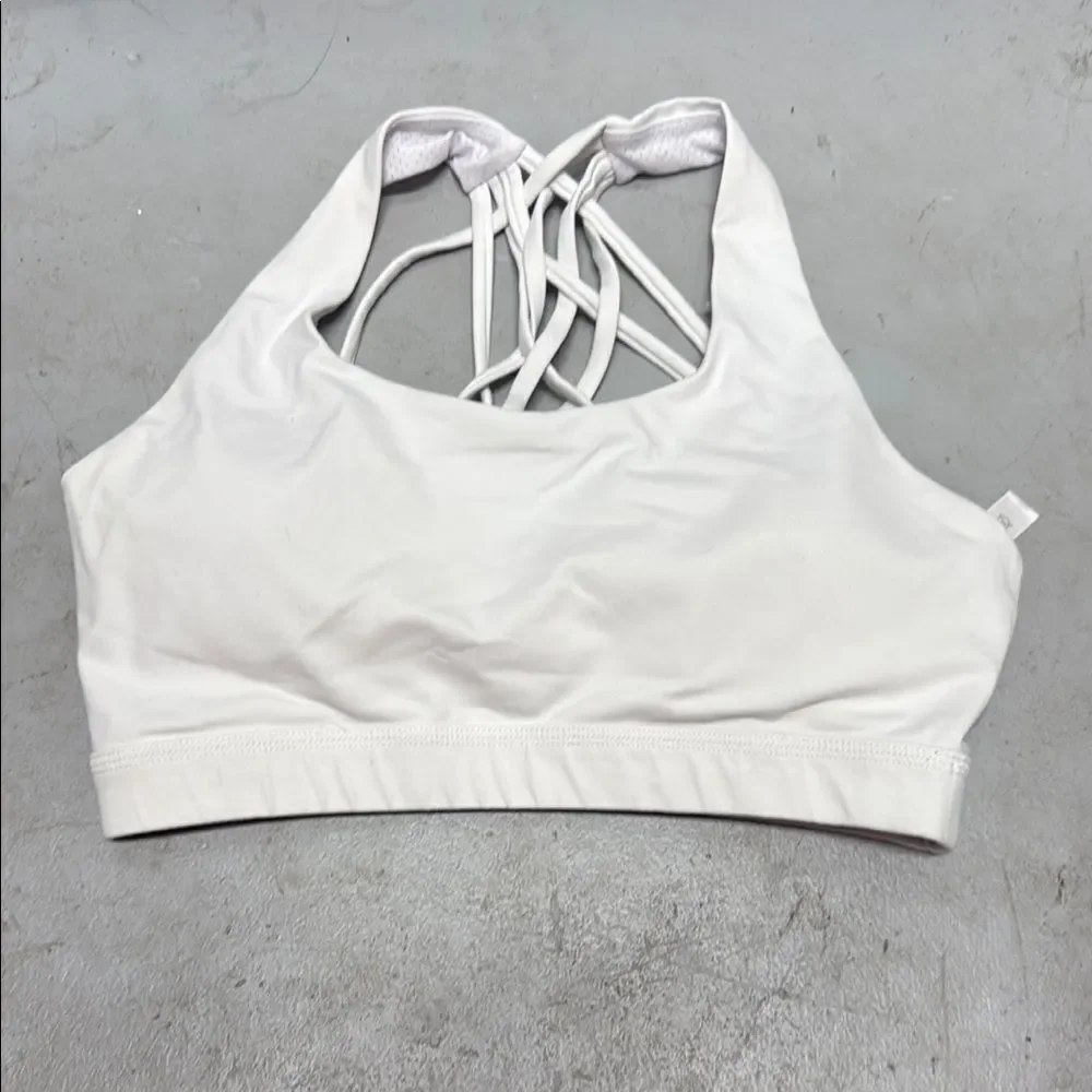 White Women's Strappy Sports Bra - Removable Padding - Size Medium